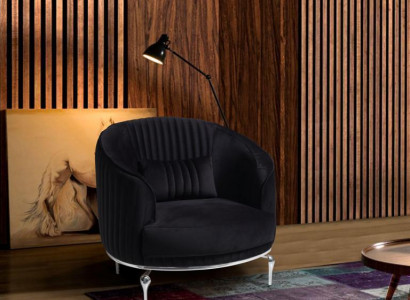 Wohnzimmer Sessel Design Couch Textil Polster Luxus Sitz Neu Schwarz